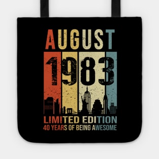 Made In 1983 August Years Of Being Awesome Tote