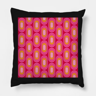 Retro Elipses Red and Pink Pillow