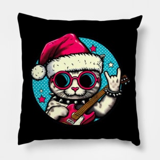 punk rock christmas cat Pillow