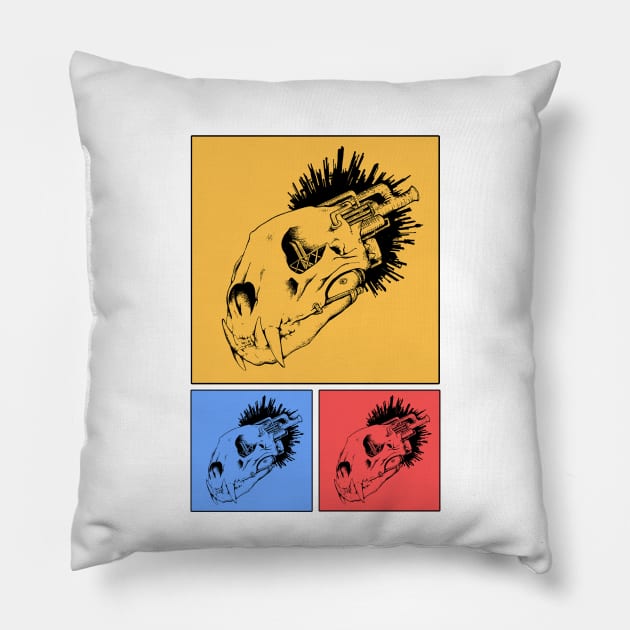 Lion SkullMine Tricolour Pillow by Eyekoo