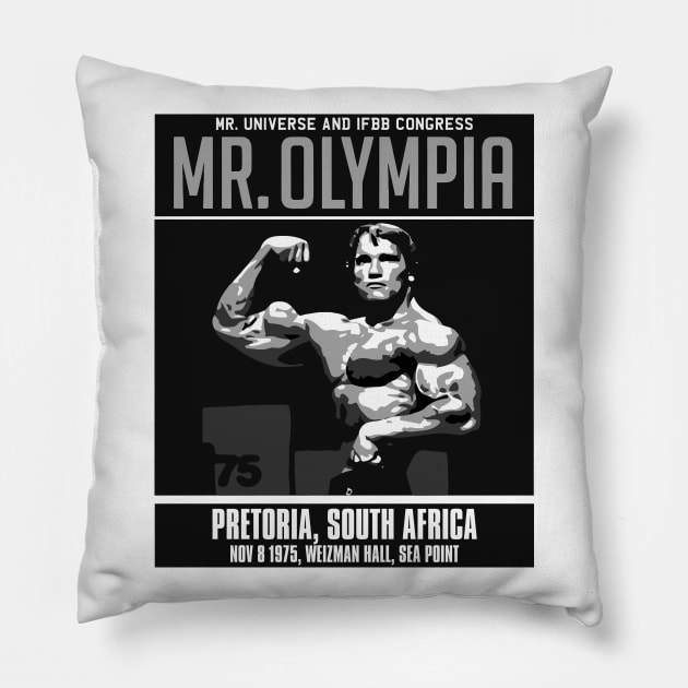 Mr Olympia 1975 Pillow by inkstyl