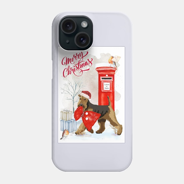 Airedale Terrier Merry Christmas Santa Dog Phone Case by Puppy Eyes