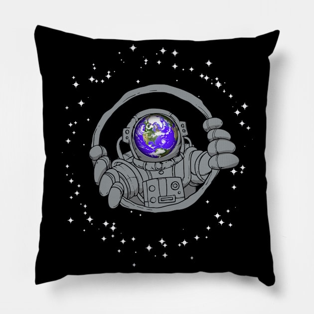 Fun Astronaut Reflection of Earth Pillow by RKP'sTees