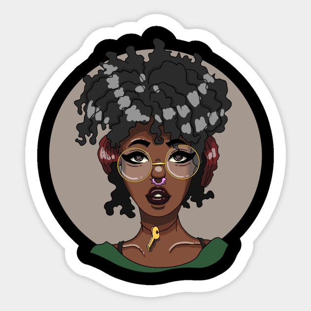 Bohemian Black Girl Anime Fan - Black Women Art - Sticker | TeePublic Bohemian Black Girl Anime Fan - Black Women Art - Sticker | TeePublic