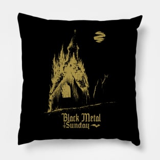 Black Metal Burning Church (gold version) Pillow