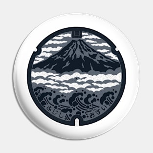 Mount Fuji Manhole Cover Art Alternative Color Pin