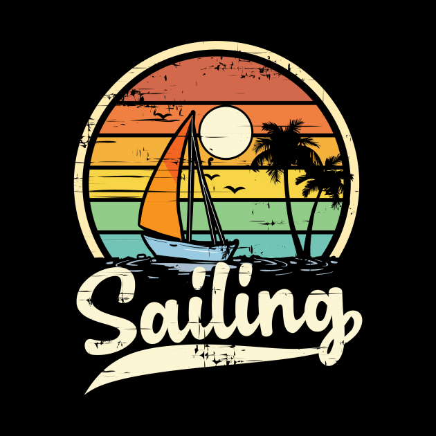 Retro Vintage Distressed Sailboat Sailing by UNXart