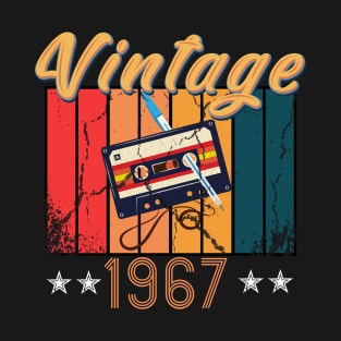 53th Birthday 53 Years Old 53th Vintage Retro cassette Mixtape Music Cassette 1967 Birthday T-Shirt