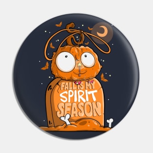 Festive Pumpkin and Graveyard - Fall is My Spirit Season Pin