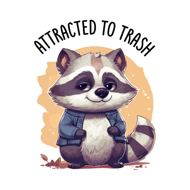 Attracted to Trash Funny Cute Raccoon Print by Space Surfer 