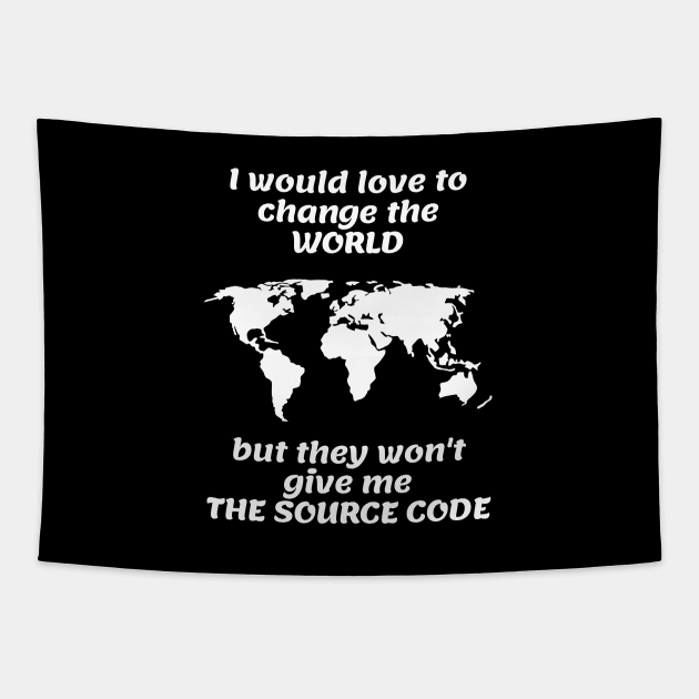 Source code Funny Shirt Programmer Code IT T-shirt Tee Mens Womens Ladies Humor Gift Geek Nerd Present Coder Computer Science Tech Developer Source Code Tapestry by Steady Eyes