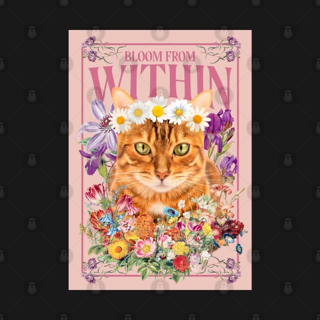 Boho Floral Bohemian Cute Orange Tabby Cat Mom by Hypnotic Highs