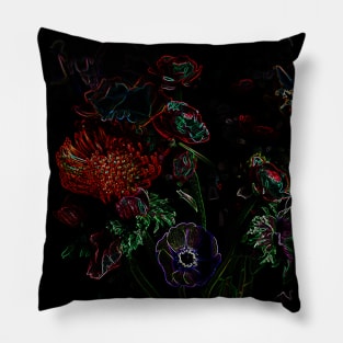 Black Panther Art - Glowing Flowers in the Dark 14 Pillow