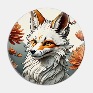 Oriental white fox Pin