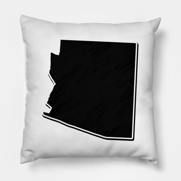 Black Arizona Outline Pillow by Mookle