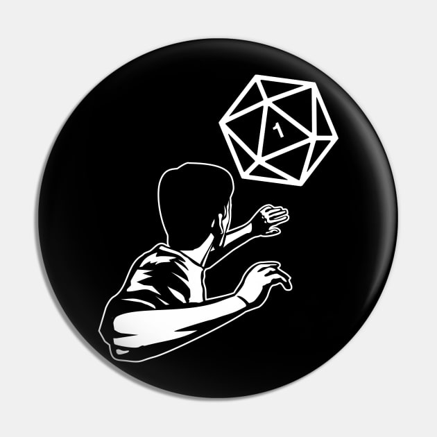 Funny Polyhedral D20 Dice Critical Fail Pin by dungeonarmory