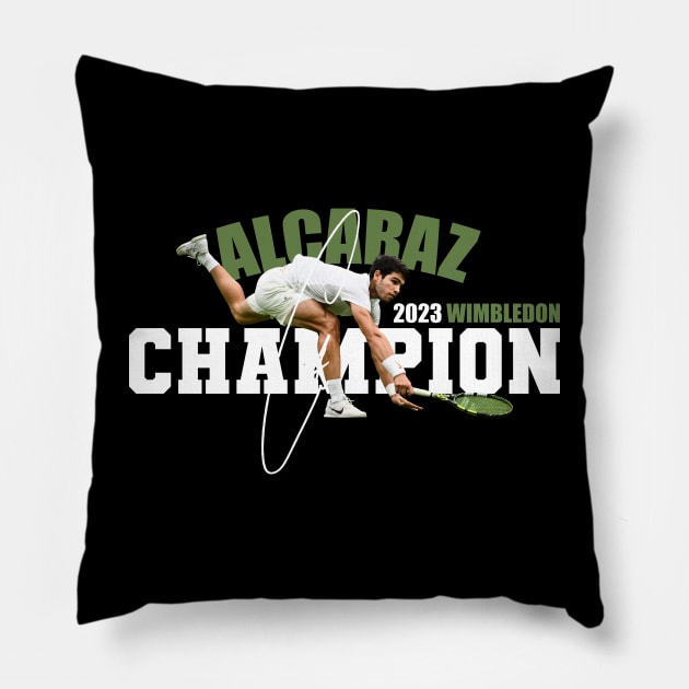 Wimbledon Champion Alcaraz Pillow by Nagorniak