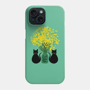 Black Cat and Yellow Flower Phone Case