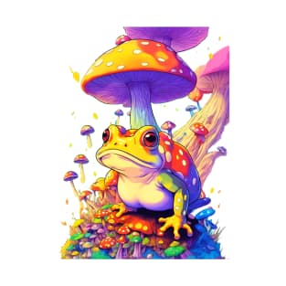 Colorful mushroom field toad autumn warm colors cute design lots of pretty colors T-Shirt