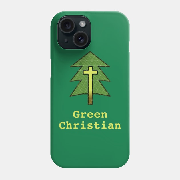 Green Christian Cross and Tree Phone Case by ChristianInk