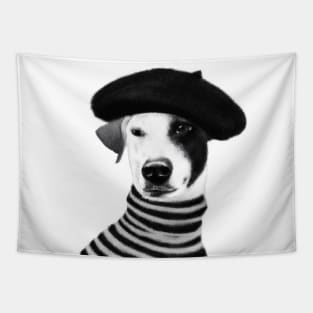 Jack Russel Terrier wearing a beret Tapestry