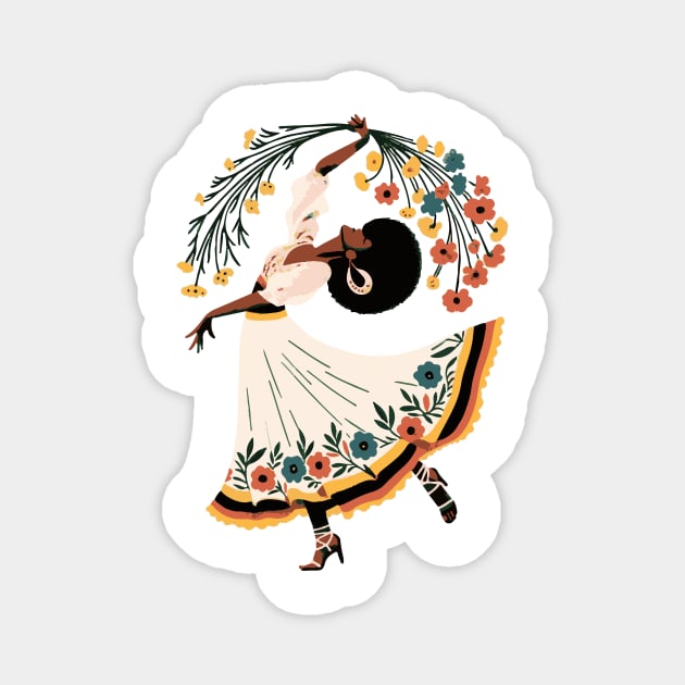 Folk Woman Dancing Magnet by CraftyDesign66