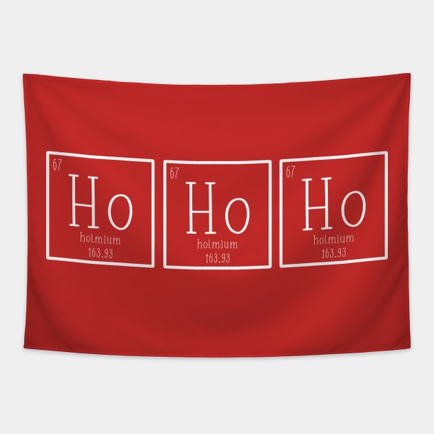 Ho Ho Ho Santa Christmas Science Chemistry Periodic Table of Elements Tapestry by graphicbombdesigns