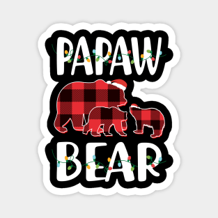 Papaw Bear Red Plaid Christmas Pajama Matching Family Gift Magnet