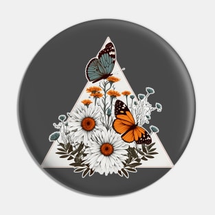 Modern Butterfly Flower Art Pin