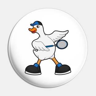 Duck at Tennis with Tennis racket & Cap Pin