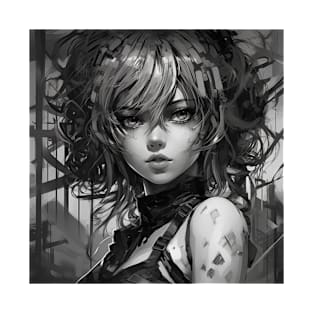 Black and white Anime Girl T-Shirt