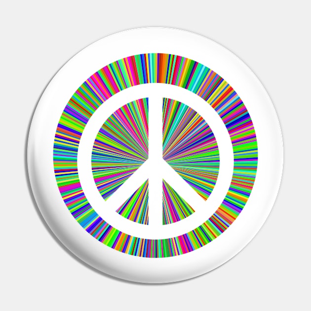 Colourful peace sign large Pin by Montanescu