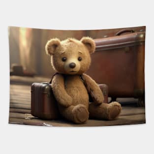 Abandoned Teddy Bear with Suitcase Tapestry