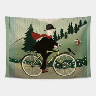 Retro cyclist Tapestry