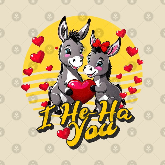 Cute Donkey With Hearts Valentines Day I He-Ha You Love by alcoshirts