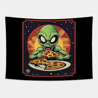 Alien eat pizza Tapestry