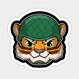 Tiger as Soldier with Helmet Magnet
