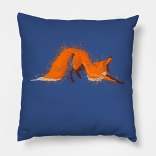 Fox sleepy yawning only colors blue Pillow