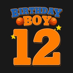 12th Birthday Boy Basketball 12 Years Old Kids T-Shirt