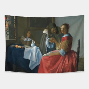 The Girl With A Wineglass by Jan Vermeer Tapestry