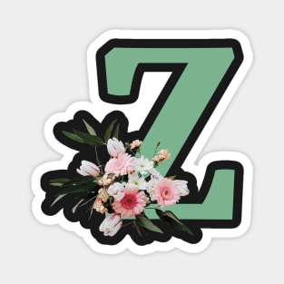 Letter Z green with colorful flowers Magnet