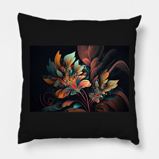 Abstract Floral Garden Botanical Print Pillow