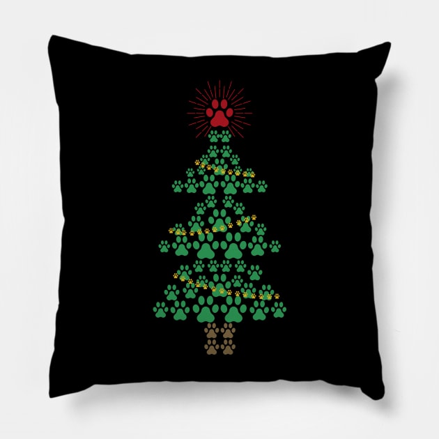 Dog Paw Print Christmas Tree Pillow by MasliankaStepan