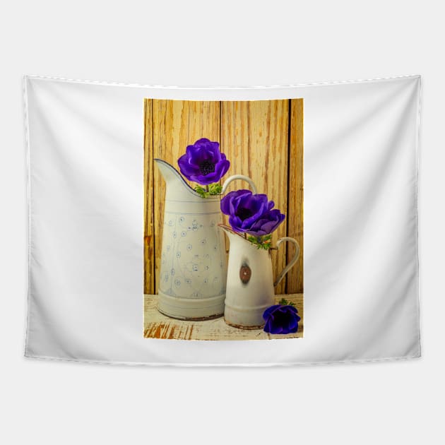 Two French Pitches With Anemone Flowers Tapestry by photogarry