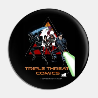 Triple Threat Comics Logo with Codename: Hunter Pin