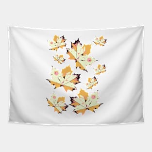 Mustard Autumn leaves Tapestry