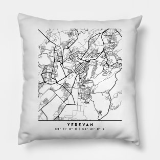 YEREVAN ARMENIA BLACK CITY STREET MAP ART Pillow