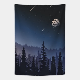 Forest Midnight D20 Dice Full Moon TTRPG Landscape Tapestry