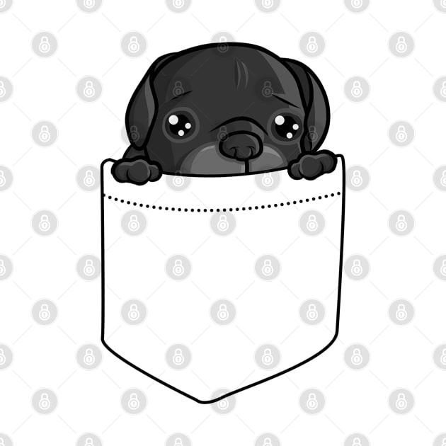 Cute Black Pug In Pocket by Sleazoid