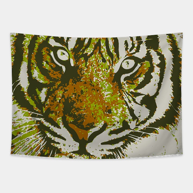 stylized tiger head Tapestry by Hujer